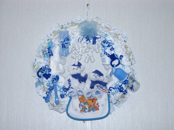 Baby Blue Diaper Wreath#001