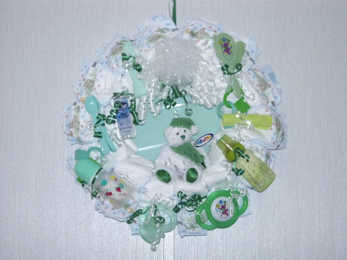 Green Baby Diaper Wreath #002