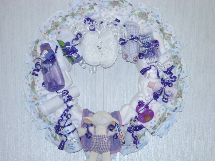Purple Baby Diaper Wreath #5