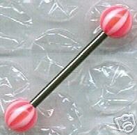 14g 5/8" Red Beachball Tongue Barbell