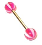 14g 5/8" Purple Red & White Beachball Tongue Barbell