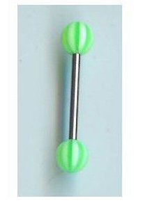 14g 5/8" Green Beachball Tongue Barbell