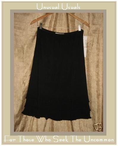 NWT WHITEWASH Soft Black rayon knit Ruffle Skirt MEDIUM M