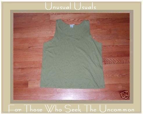 FLAX SOFT GREEN COTTON TANK TOP JEANNE ENGELHART MEDIUM