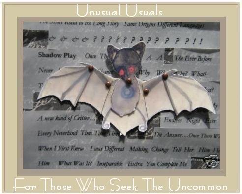 Adorable BAT Folk Art Toy Doll Paper PUPPET aceo atc