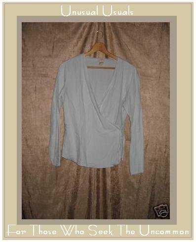 J. JILL Soft Blue LINEN Wrap Tie Jacket Shirt Top Small