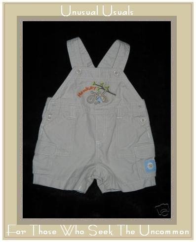 Lullaby Club Khaki M is for Monkey Overalls 3 Month EUC
