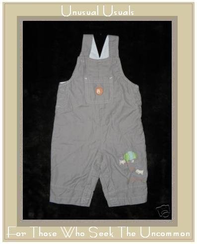 Lullaby Club Favorite Walk Gray Woof Overalls 3-6 Month