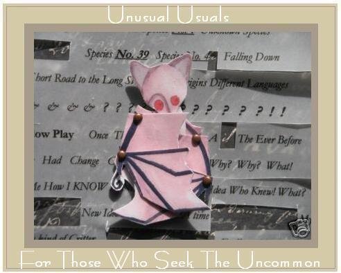 Adorable BAT Folk Art Toy Doll Paper PUPPET aceo atc