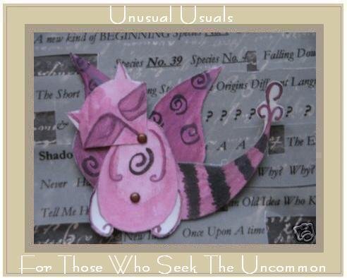 Unusual Raccoon Folk Art Toy Doll Paper Puppet ACEO ATC