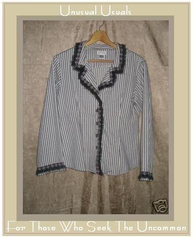 NEESH by DAR Shapely Floral Fur Trim Striped Jacket MEDIUM M