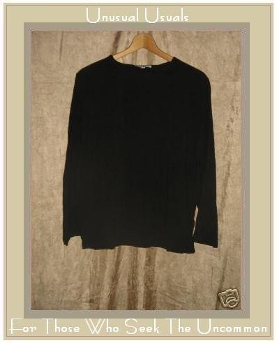 EARTH TONES by ALY WEAR Black Pullover Tunic Top Shirt SMALL S