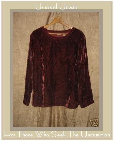 J. JILL Merlot Rayon Velvet Shirt Top MEDIUM M Tall MT