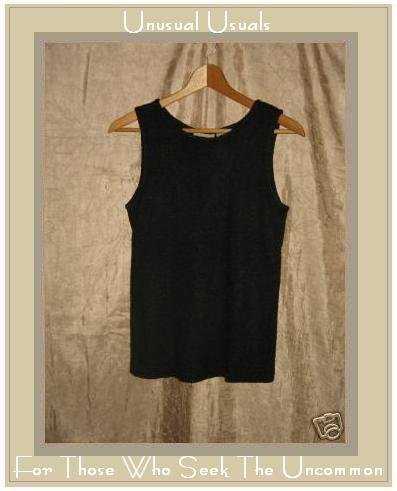 PUTUMAYO Rayon Cotton Knit Tank Shirt Top Shell Black SMALL S