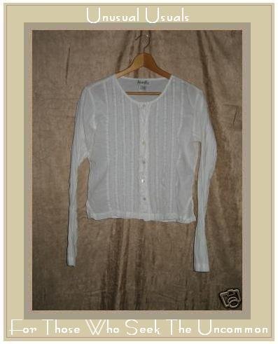 ACCOMPLICE Soft White Cotton Button Shirt Top LARGE L