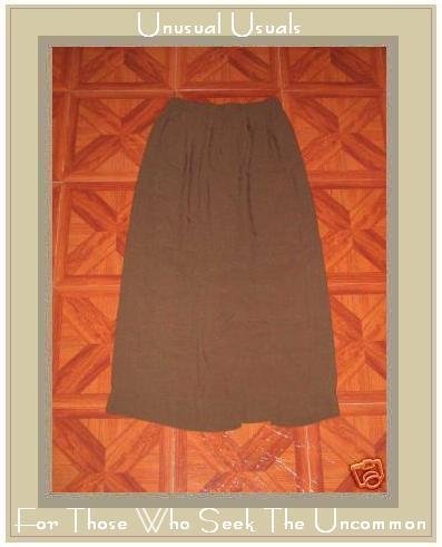 Jeanne Engelhart FLAX Long Brown Check Rayon Skirt S