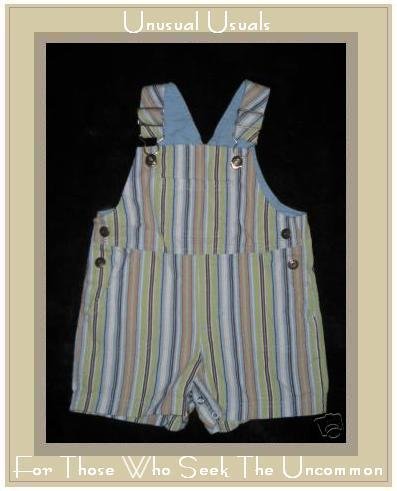 ALL MINE Sweet Striped Cotton Overalls 6-9 Months EUC