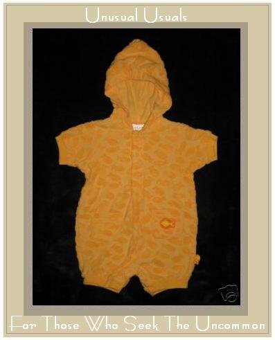 CARTER'S BABY Terry Gold Fish Hooded Romper 3-6 Months