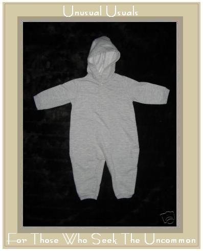 SIMPLY BASIC Soft Gray Hooded Romper 3-6 Months EUC