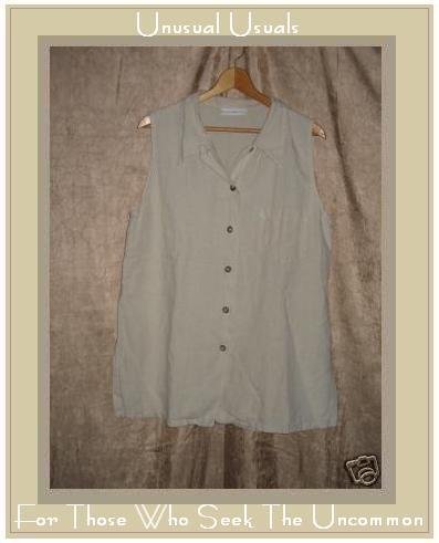 Bryn Walker Long Beige LINEN Tunic Top Shirt LARGE L
