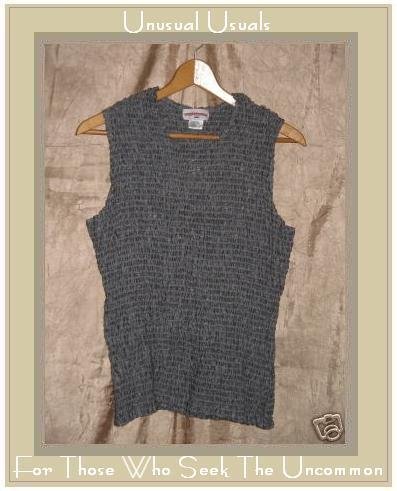 SOLITAIRE Puckered LINEN Pullover Tank Top Shirt LARGE L