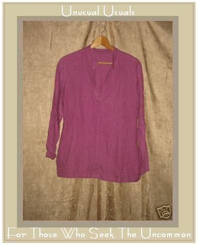 COTE FEMME Dark Pink LINEN Tunic Top Shirt Size 6 S M