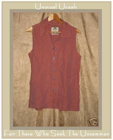 FLAX Sunset LINEN Soda Pop Top Shirt Jeanne Engelhart SMALL S