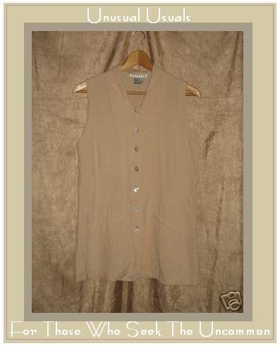 HALSTON Creamy Pink Silk Button Tank Shirt Top Size 10