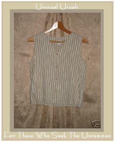 EILEEN FISHER Linen Button Tank Top Shirt Shell Vest MEDIUM M