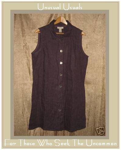 J. Jill Purple Linen Tunic Top Jacket Button Dress LP PETITE LARGE