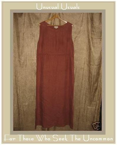 J. Jill Terra Cotta Long LINEN Ruffle Dress Large L
