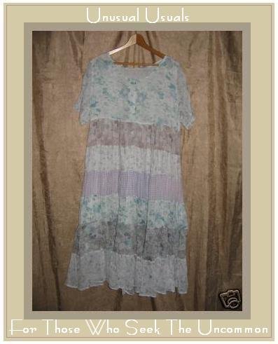 Ethereal light & Airy Floral Hippy Patchwork Dress M L