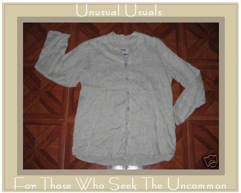 FLAX NATURAL BUTTON JACKET SHIRT TOP JEANNE ENGELHART PETITE P