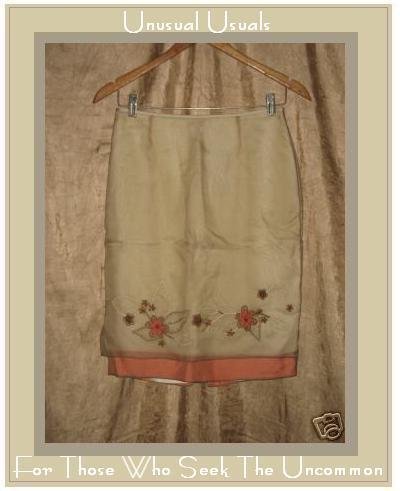 NWT LAUNDRY by Shelli Segal SILK Skirt Beaded Hemline 4
