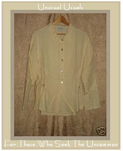 WILLOW Shapely Yellow Linen Button Shirt Top Medium M