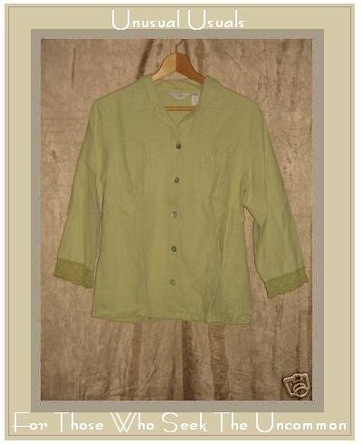J. Jill Green LINEN COTTON Button Shirt Top Small S