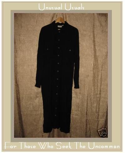 Putumayo Softest Black Rayon Weave Button Dress Large L
