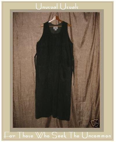 FLAX by Jeanne Engelhart Green COTTON Corduroy Dress LARGE L