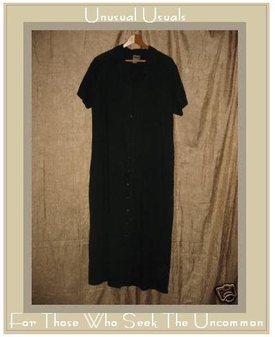 KIKO Comfortable Long Black LINEN Button Dress Large L