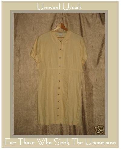 J. Jill Soft Yellow LINEN Shapely Button Dress Medium M