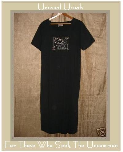 LIZ & JANE CLOTHES Whimsical Soft Black Cotton Dress SMALL S