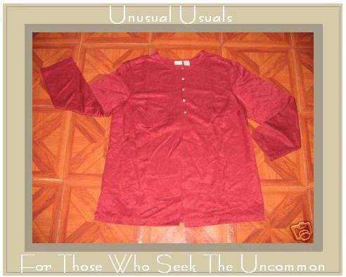 NICE LINDEN HILL BURGUNDY SILK TUNIC TOP JACKET LARGE L