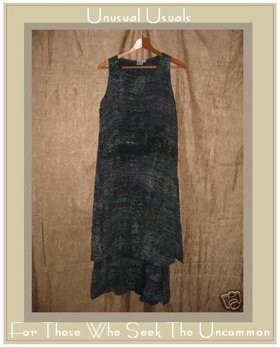 BAYOU WEAR Fabulous Blue Geometric Layered Dress Small S