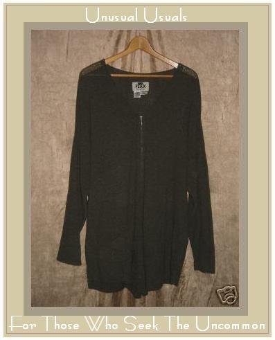 FLAX by Angelheart Cardigan Sweater Jeanne Engelhart MEDIUM LARGE M L