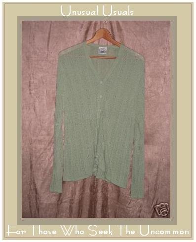 LAURA ASHLEY Soft Leafy Green Button Cardigan Sweater LARGE