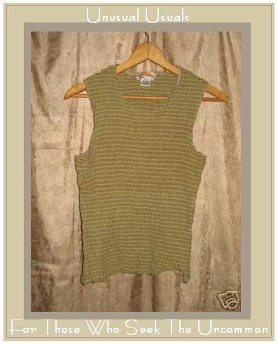 SOLITAIRE Puckered LINEN Pullover Tank Top Shirt Large L