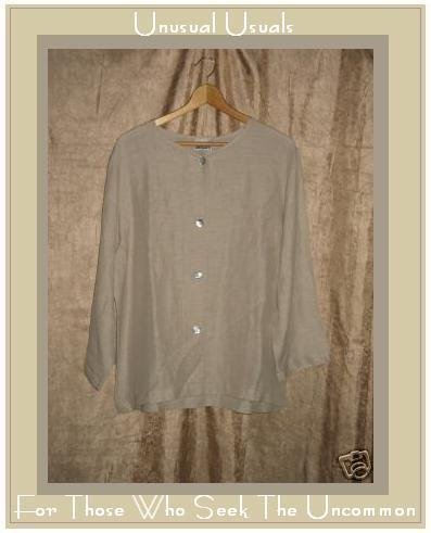 NEW Chico's Design Linen Silk FLEET JACKET Sand Size 2 MEDIUM M