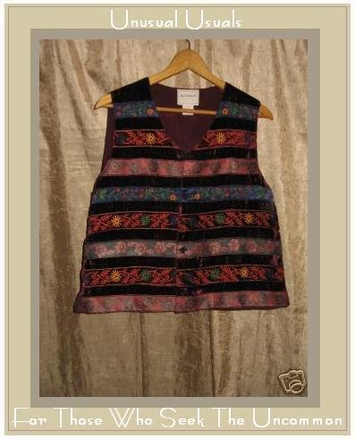 APRIL CORNELL Rayon Velvet Patchwork Vest Size Medium M