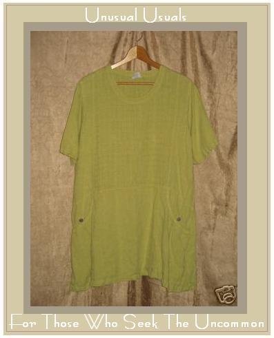 CLICK Green LINEN Skirted Pullover Shirt Tunic Top XS X-SMALL