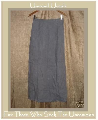 Tea & Scones Long Full Lavender Gray LINEN Skirt Large L